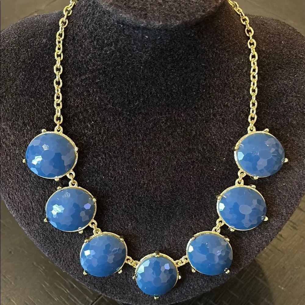 NWT Stormy Elegant Blue and Gold Faceted Statement Necklace​